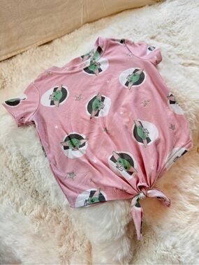 Star Wars, Pink Baby Yoda (Grogu) Tie-Front Tee, 2T